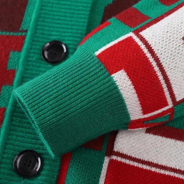 V Neck Puffer Down Coat Long Sleeved Monogram Jacquard Knitted Cardigan Coat