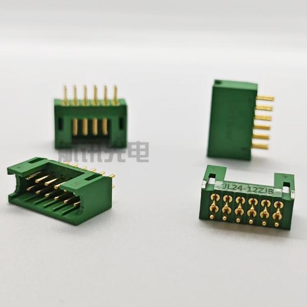 Jl24-12zjb 12-Pin Straight PCB Socket Rectangular Aviation Connector for Industrial Control Systems.