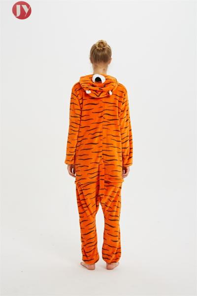 Women Tiger Onesie Pajamas , Tiger Adult Onesies Animal Head Hooded Embroidered