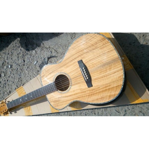 AAAA all Solid custom olive wood OM style custom guitar Gotoh tuner peg acoustic electric guitar