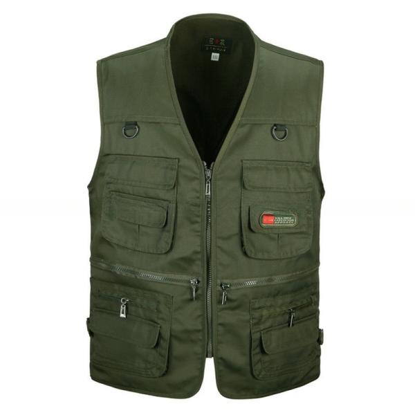 100% Cotton Army Green Work Utility Vest Customized 8 Pockets Plus Size Men's Vests