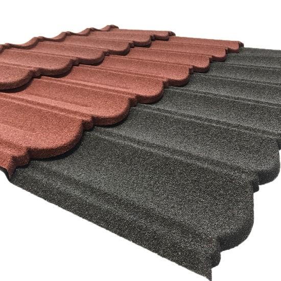 Classic Stone Coated Roof Tiles Color Stone Coated Bond Tile AZ70 Stone Coated Metal Tile 50 Years Warranty Wave Tile