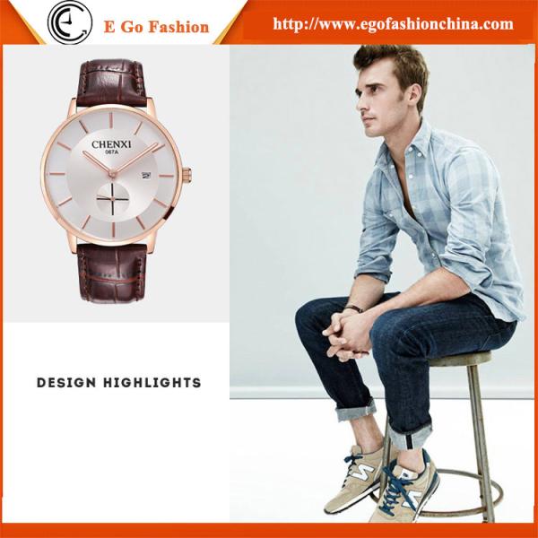 Trendy Watch for Business Man Sport Wristwatches Men Stainless Steel Genuine Leather Watch