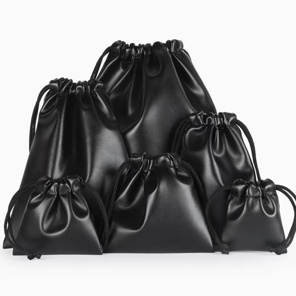 Customized Logo PU Leather Waterproof Drawstring Bag for Jewelry and Gifts Packaging