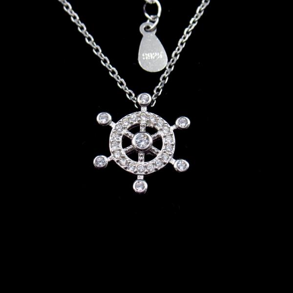 OEM Sterling Silver Pendant Necklace / Cubic Zirconia Heart Necklace