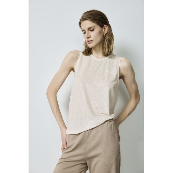 Custom 100% Silk Beige Minimalist Lightweight Sleeveless Tank Top