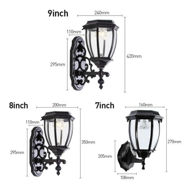 Aluminum Outside Wall Mounted Solar Light IP55 Waterproof 1W 1.2W 2W
