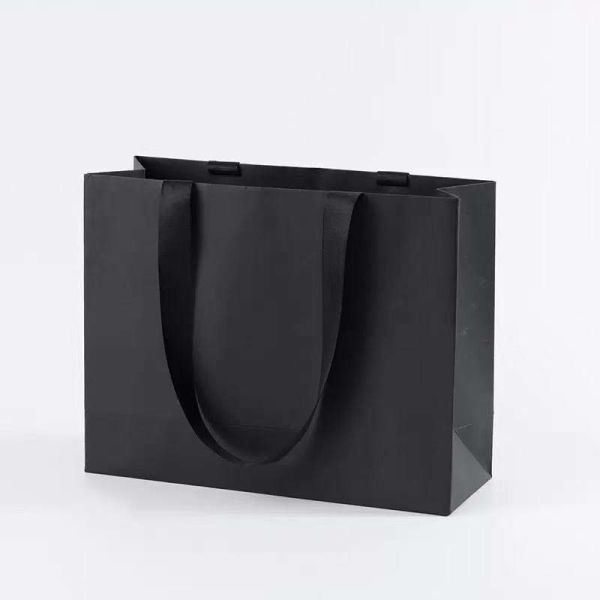 Recyclable Flat Handle Paper Bag White / Black / Pink / Orange Shopping Gift Bag