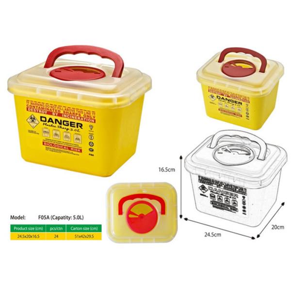 5 Litre Sharps disposal container, Sliding Lid, Red,Sharps Container  | WinnerCare