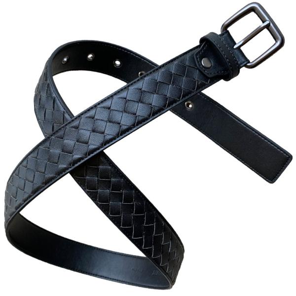 7 pin buckle Knitted Leather Belt , Ladies Skinny Belt 1.25In Width