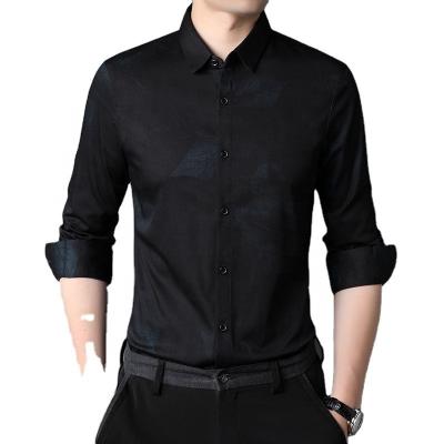 Camiseta personalizada de maior tamanho de viscose/poliéster/espandêx de manga longa para camisas masculinas