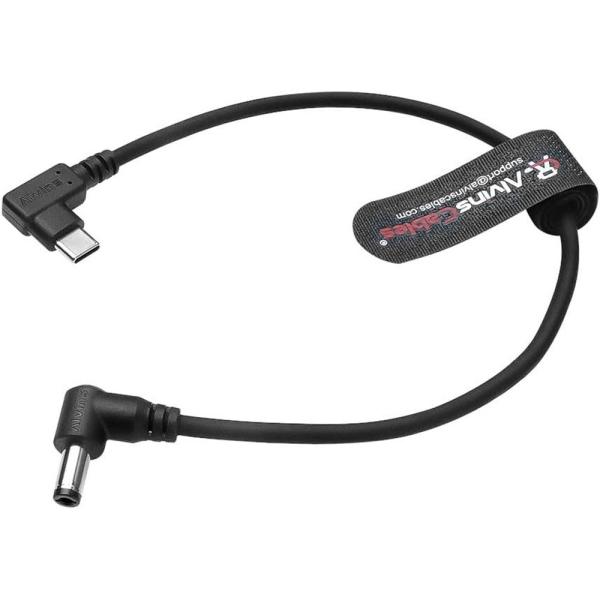 Câble d'alimentation CC vers USB-C à angle droit Alvin's Cables, câble de charge PD pour Blackmagic Video Assist Monitor, 30 cm/11,8 pouces