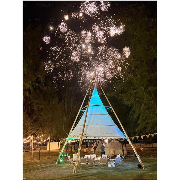 Water Resistant Outdoor Event Tents White Tipi Bamboo Lantern Glamping Tents For Party