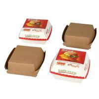 Boîtes à hamburgers Kraft imprimées sur mesure Emballage jetable de qualité alimentaire avec marque de logo