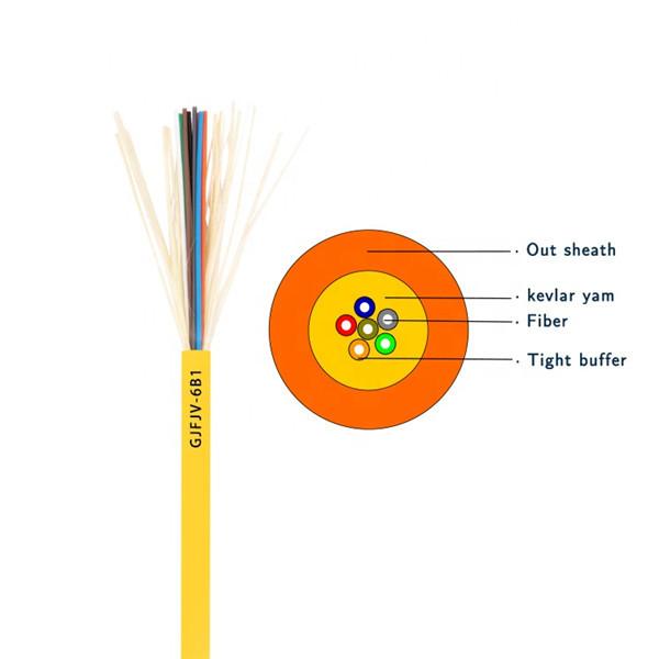 Yellow Tight Buffered Fiber Cable , GJFJV Fiber Breakout Cable Indoor SM MM 0.9mm