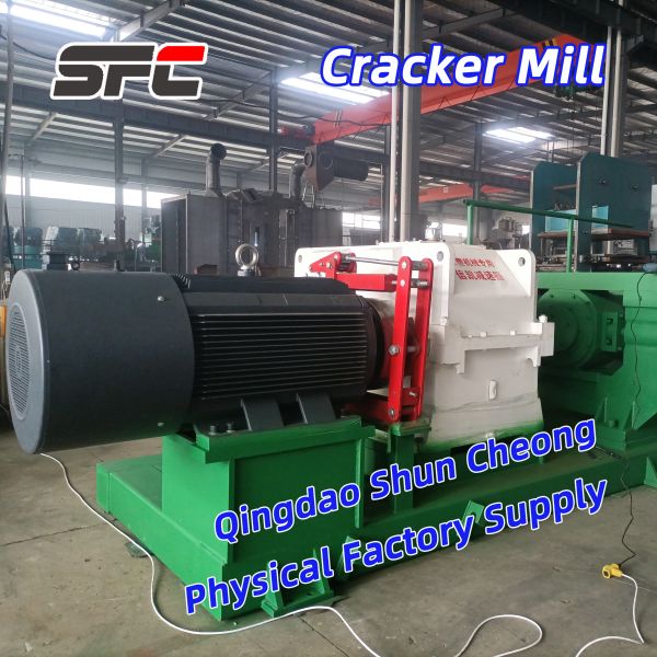 Two Rollers Rubber Cracker Mill and Grooved Rollers for Waste Tyre Recycling