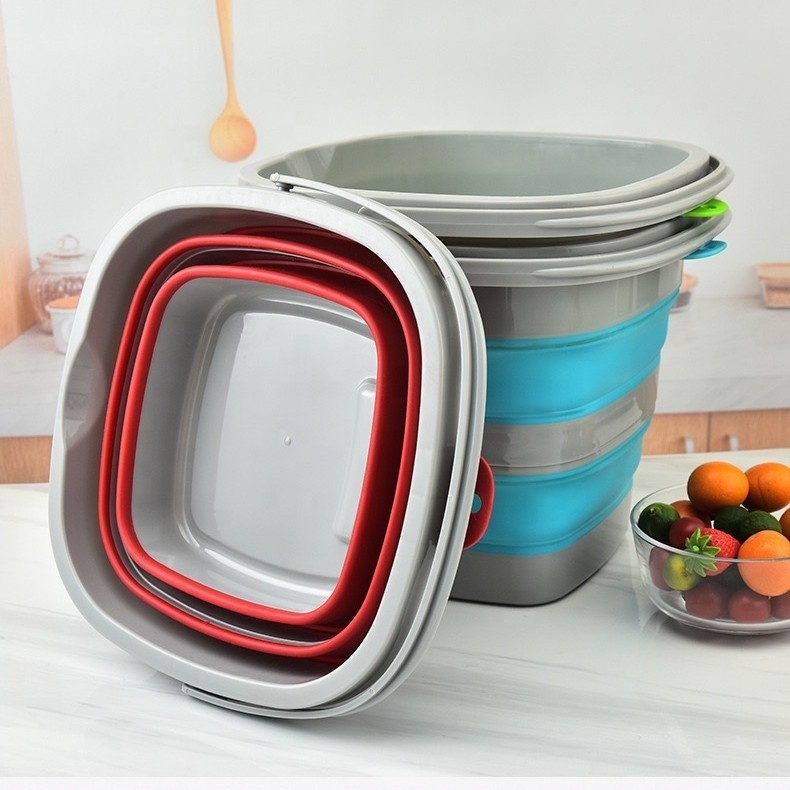 Factory Hot-Selling Wholesale Household Silicone Gel Fold Portable Durable Large Capacity Bucket for Kitchen Vegetable Washing