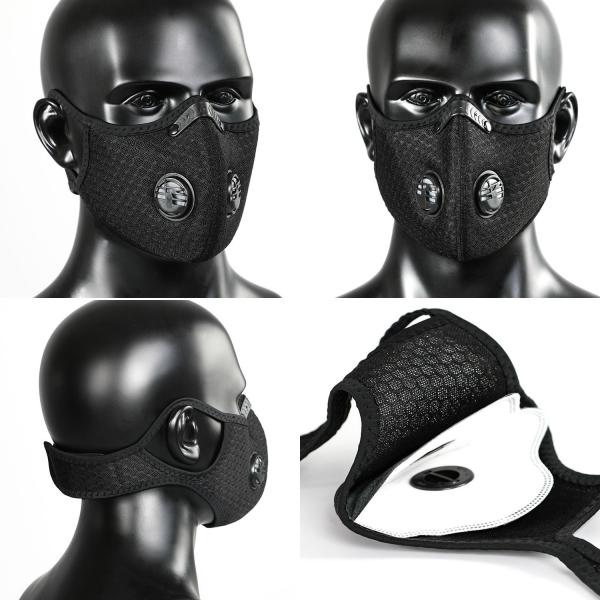 5Ply PM2.5 Protective Filter Face Mask with 2 exhalation valves Outdoor Sports Bike Motorcycle Face Mask