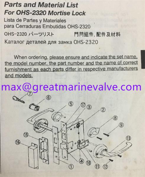 HORSE Hujiang Brand C1 OHS-2320 RHO (190MM) Vessel Fireproof Door Lock 304 Stainless Steel Marine Fire Door Lock