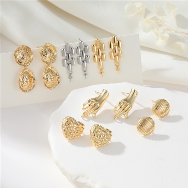 14K Gold Plated Fashion Jewelry Earrings Accessories Round Heart Shape Earrings DIY Women's Hand Shape Earrings