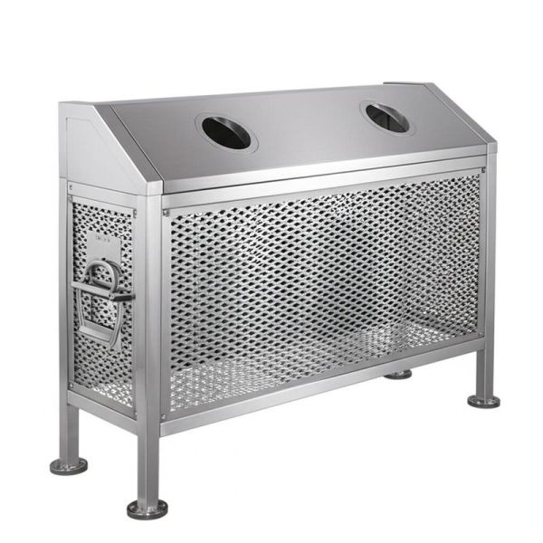 UV Resistant Stainless Steel Outdoor Trash Can with Custom Logo Printing for Parks and Scenic Spots