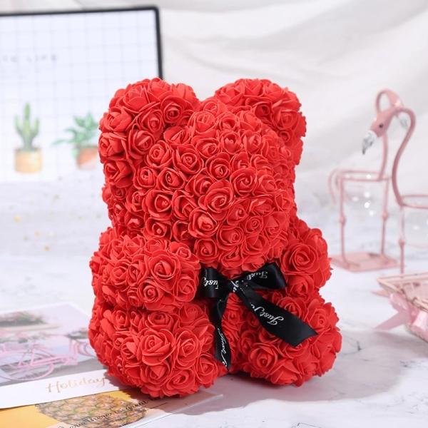 Lovely Gift 30 Colors Artificial Rose Foam Rose Bear On Sale For Christmas