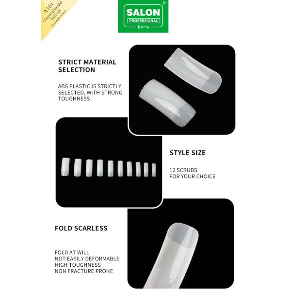 A101 Natural Color Full Cover False Nails Tips for Professional French Manicure Style