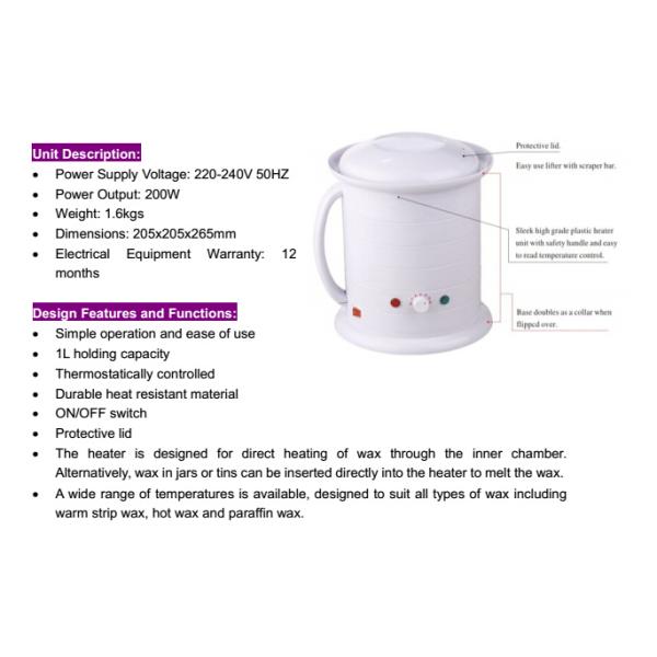 hair removal electric portable wax pot heater / wax warmer