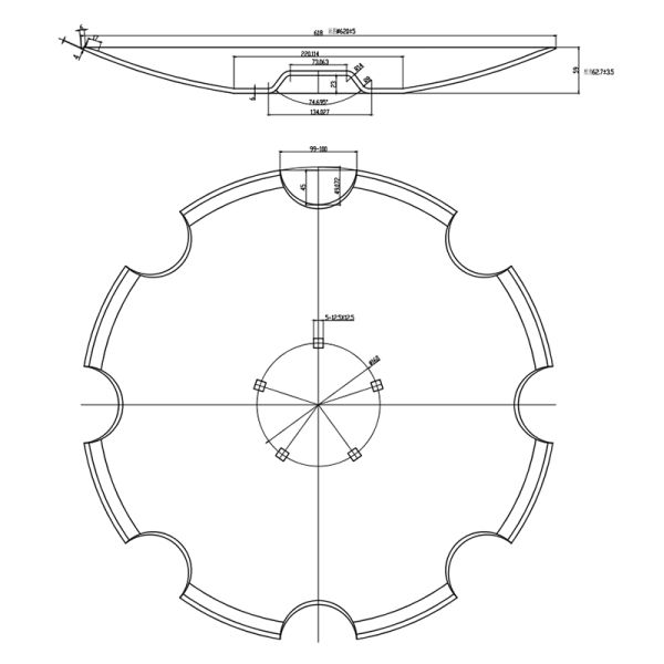 LEMKEN PARTS 3490467 Disc Blade,620 X 6 Mm Notched Disc Blades 5 Holes