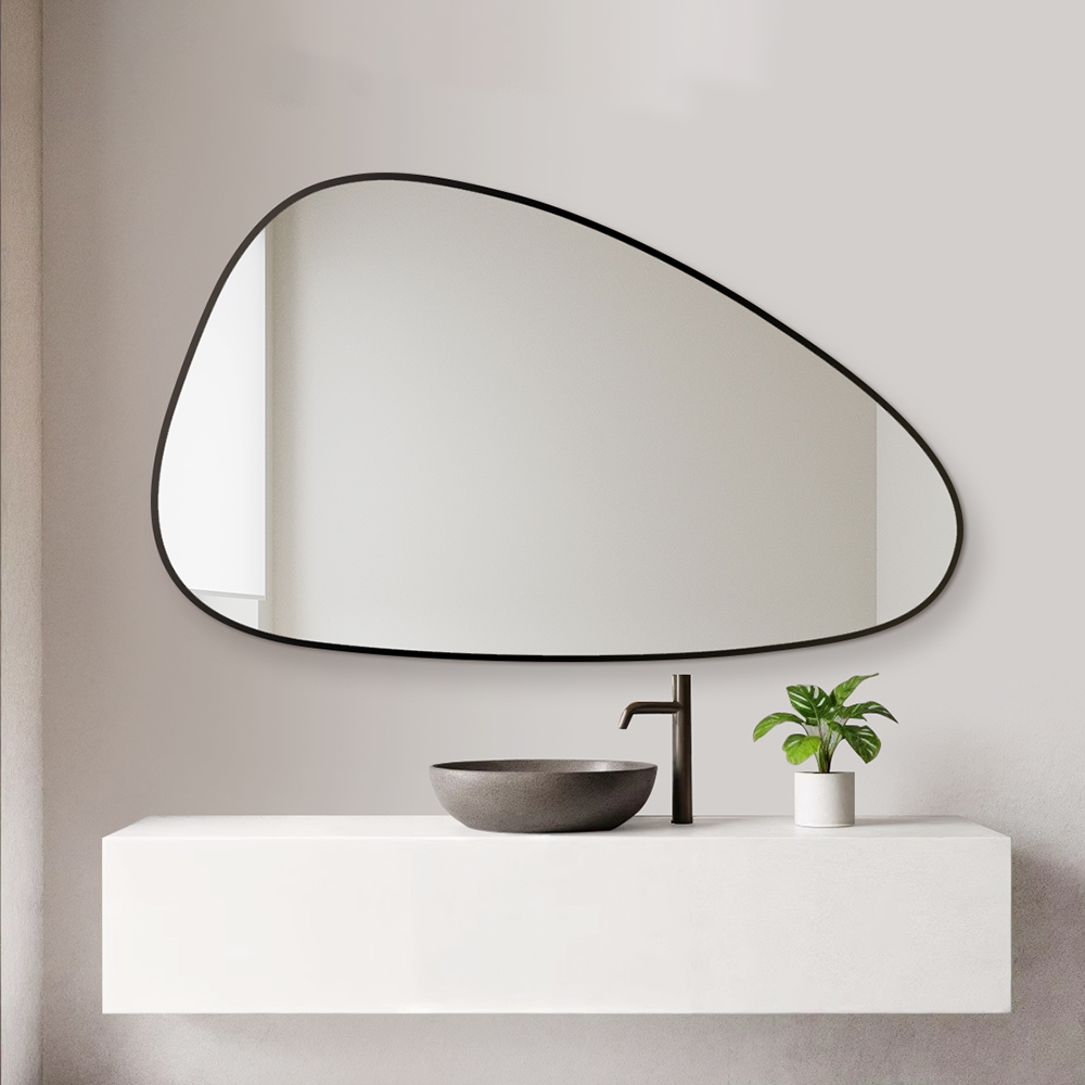 Organic black aluminum frame wall decoration bathroom mirror for hotel