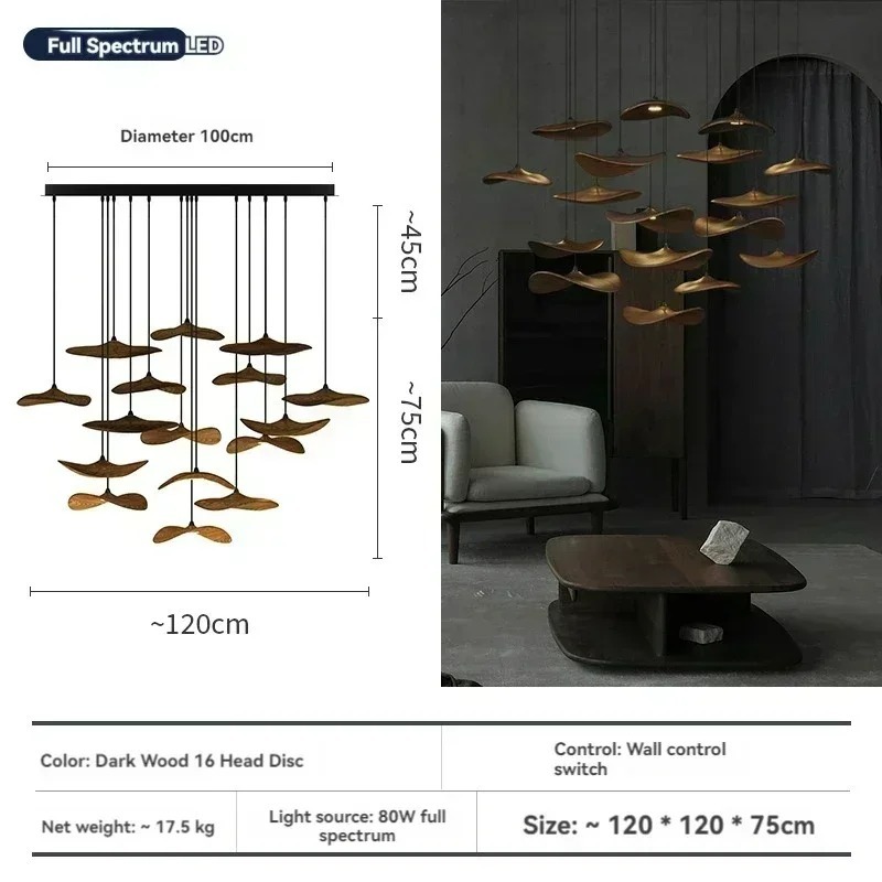 Japanese Wabi-sabi Style Retro Solid Wood Staircase Chandelier(WH-NC-156)