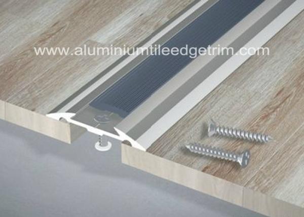 Flat Aluminium Floor Trims Cover Strip Anti Slip PVC Rubber For Same Height Step