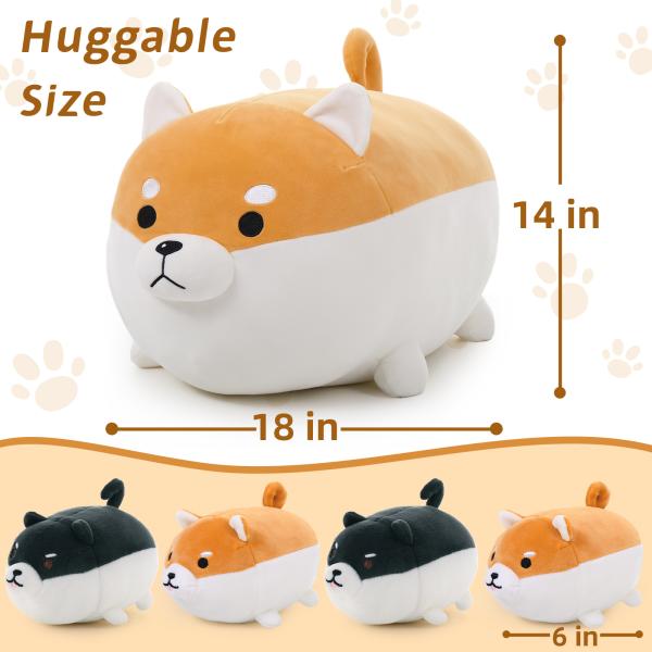 MorisMos 18\ Unisex Shiba Inu Corgi Plush Dog Toy Soft Cute Kids Stuffed Animal Pillow for Birthday Christmas or Anytime