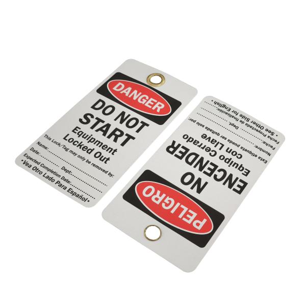 Etiqueta de seguridad de plástico industrial con características impermeables y duraderas