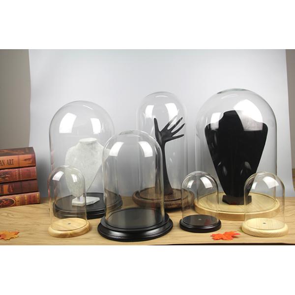 Decoration Hand Blown D10xH16cm Wood Base Glass Cloche