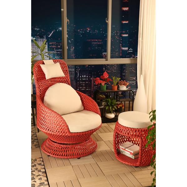 High Rebound Sponge Cushion Patio Rattan Rotating Wicker Chair For Entertaining