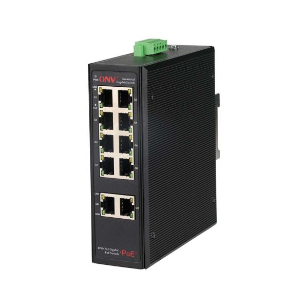 10 Port Gigabit Industrial PoE Switch IEEE 802.3af IEEE 802.3at Standard For IP Cameras