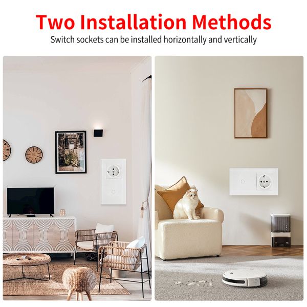 157*86mm European Standard Touch Light Switch with Tempered Glass Panel and Single Live Wire Control