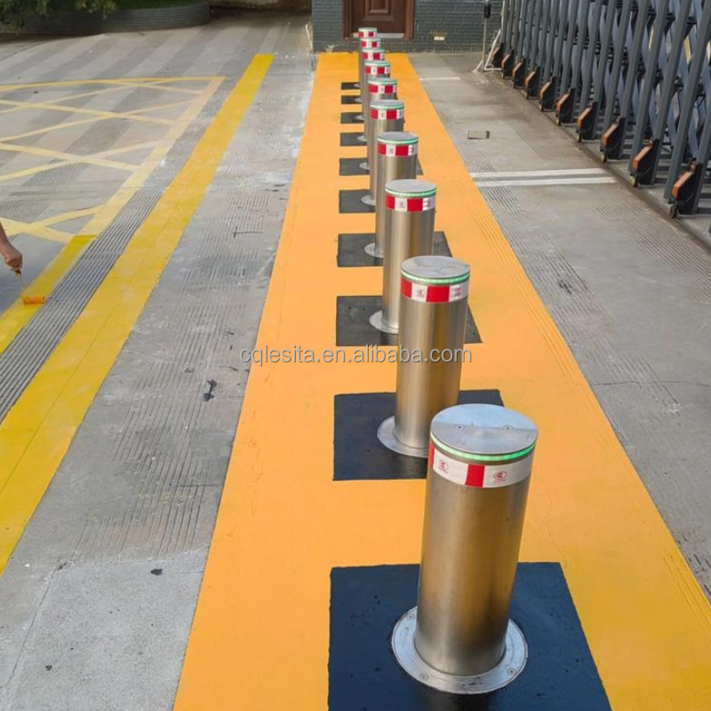 Stainless Steel Electric Retractable Automatic Bollard Outdoor Automatic Lifting Column Remote Control Safety Parking Security