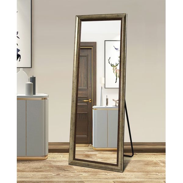 Luxury Baroque Style Full Length Mirror With PS Frame / Copper Free Silver Glass