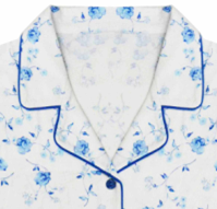 Cute Blue Floral Printed Womens Pyjama Sets / Ladies Nightwear Shorts Set For Autumn