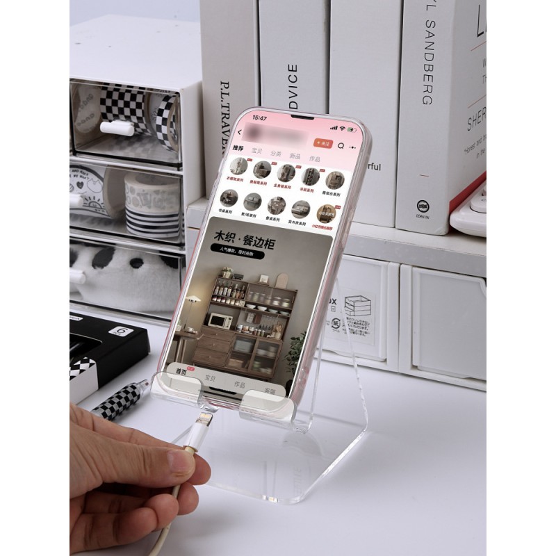 Customized Lightweight Smartphone Holder Transparent Acrylic Mobile Phone Stand Display Rack for Desk