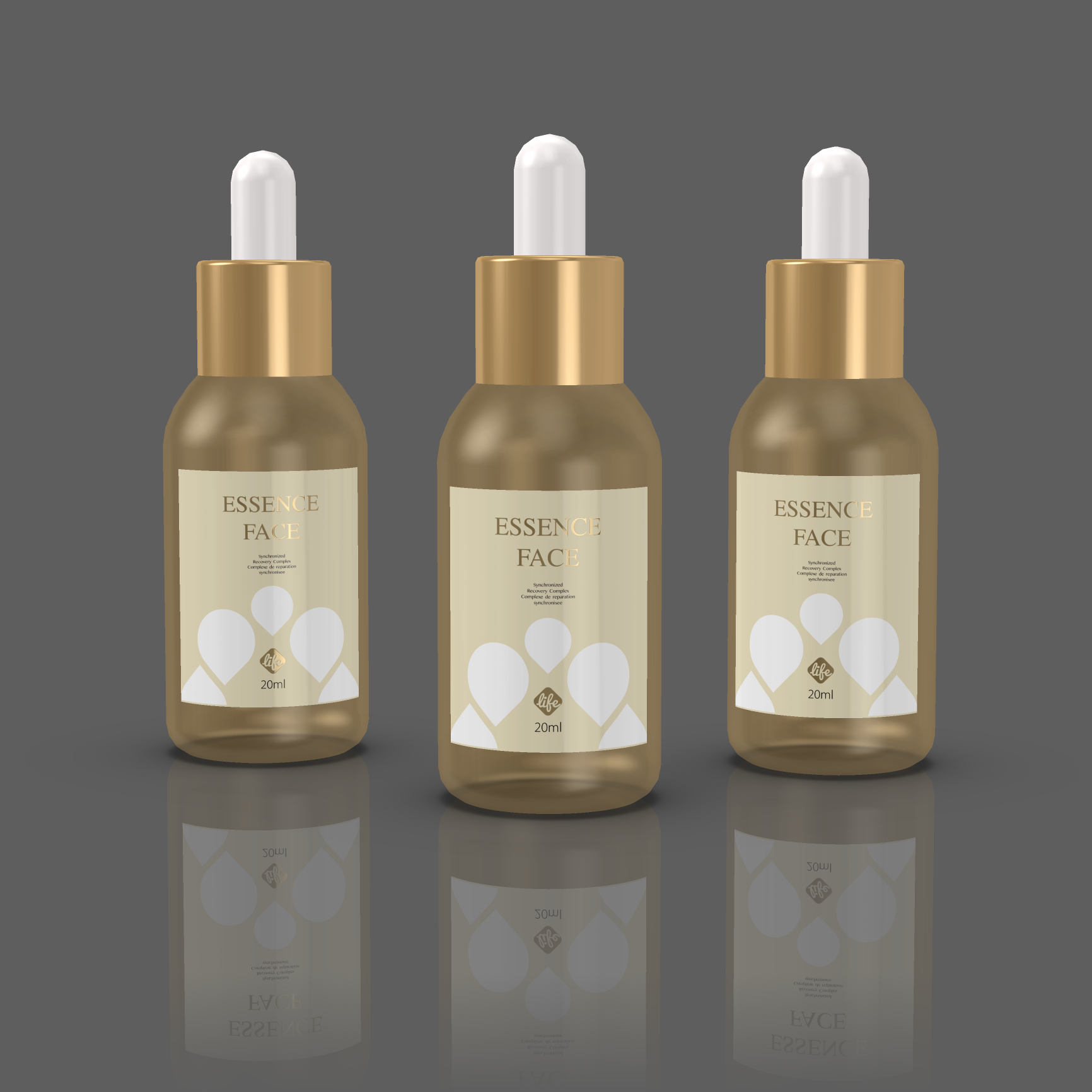 Private Gold Foil Logo Waterproof Essential Oil Label Premium Self-Adhesive 30ml Brightening Serum Bottle Label Sticker Custom