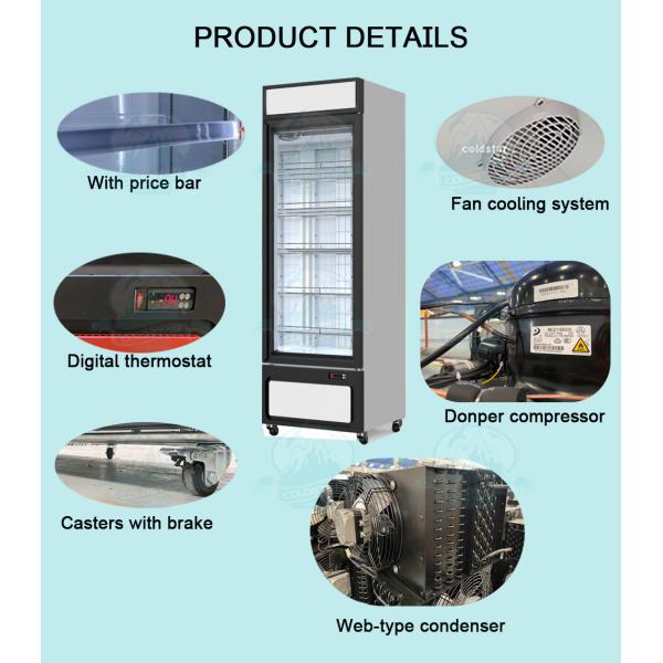 1000L Glass Door Chiller Vertical Display Freezer For Supermarket