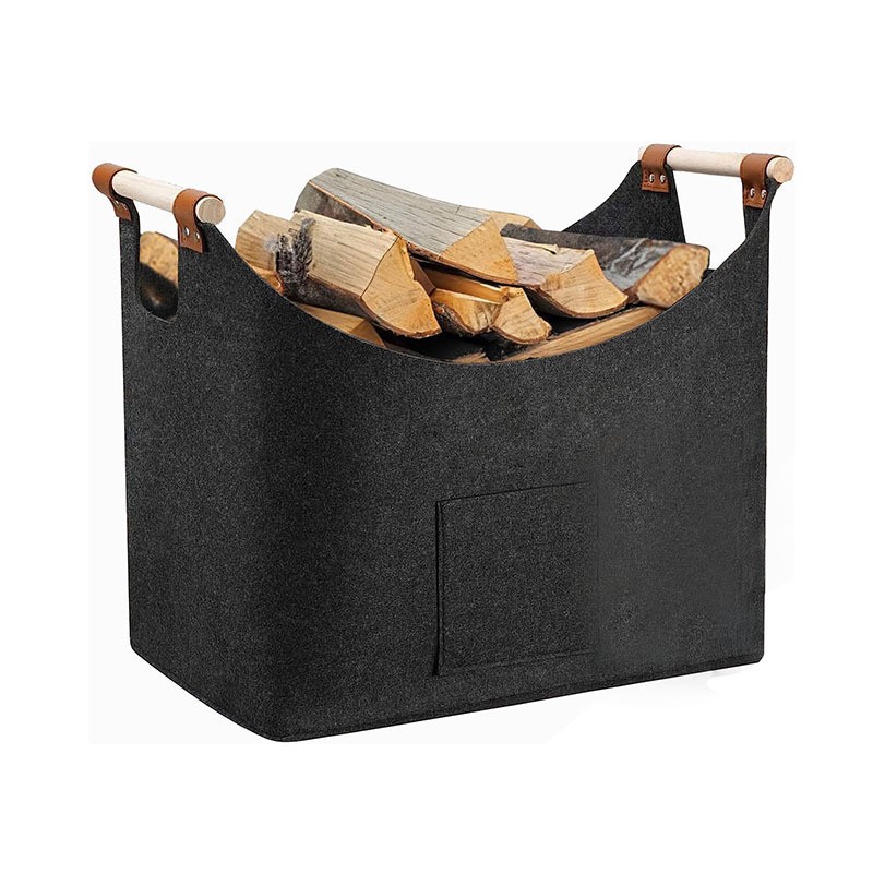 Felt Wood Tote Bag Non-woven Wood Thickened Storage Bag Fireplace Felt Match Storage Basket