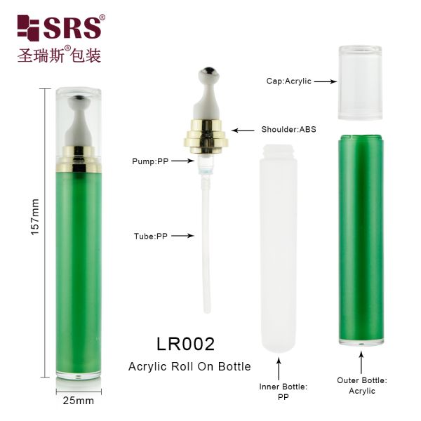 Massage Roller Acrylic Bottle Blue Green Pink Face Eye Cream Bottle With Pump Roller Bottle