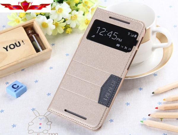 New Type HTC M8 Smart Sleep/Wake Up Leather Cases With Holder Call ID Display Good Quality