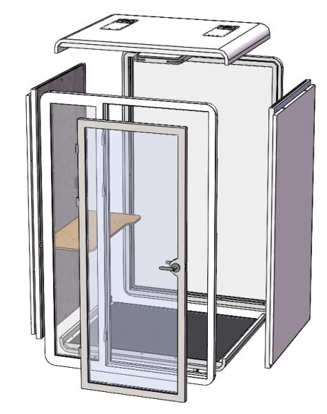 Soundproof Booth with 21.3 - 48.8dB Sound Insulation and Built-in Ventilation System for Office or Meeting Pod