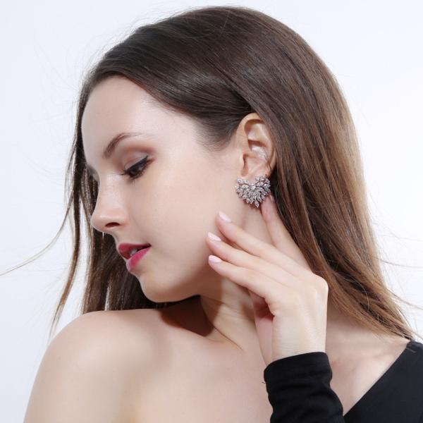 Hotsale new multi layer cubic zircon earring full CZ earrings for women women's heart shape Earrings necklace jewelry