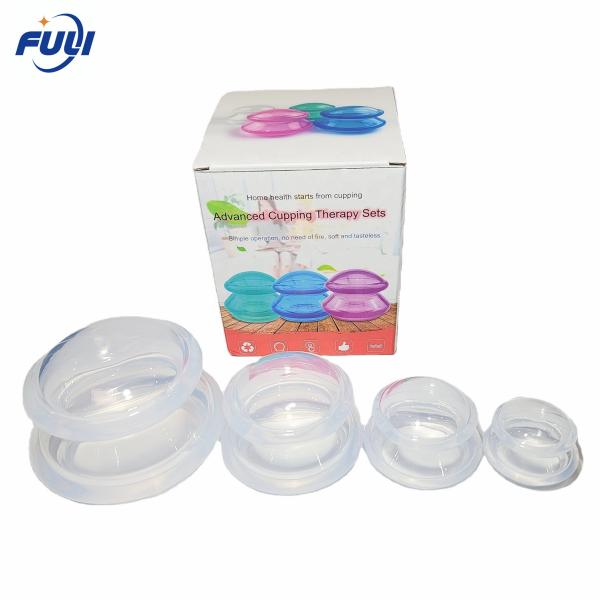 Low price promotion high quality vacuum cupping 4 piece set rubber straw glass cupping noodle cupping massager